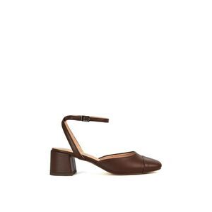 XY London Womens/Ladies Mavis Ankle Strap Medium Block Heel Court Shoes / Dark B